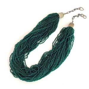 Vintage emerald green multi strand necklace